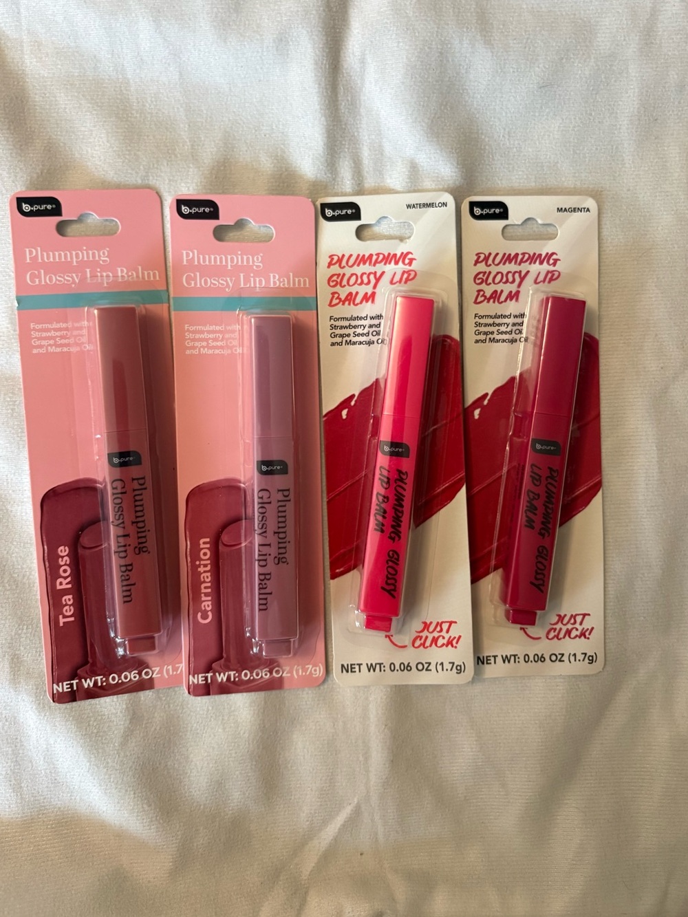 4 piece b•pure plumping glossy lip balm